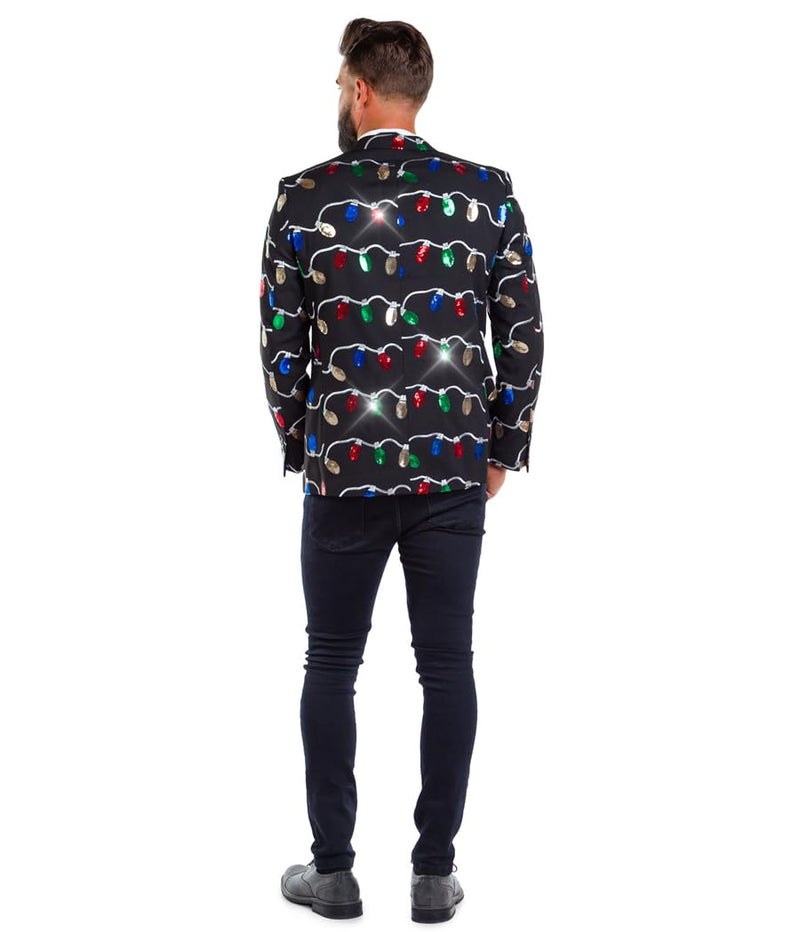 Tipsy Elves Sequin String of Lights Blazer with Tie (Size 42, Black) - Image 4